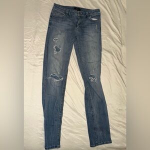 White House Black Market Blue Skinny Jeans Distressed